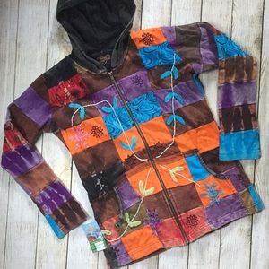 Rising International Patchwork Zip Front Hoodie